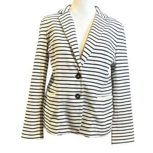 J. Crew Navy Off White Striped Maritime Nautical Jacket Blazer Stretchy Size S